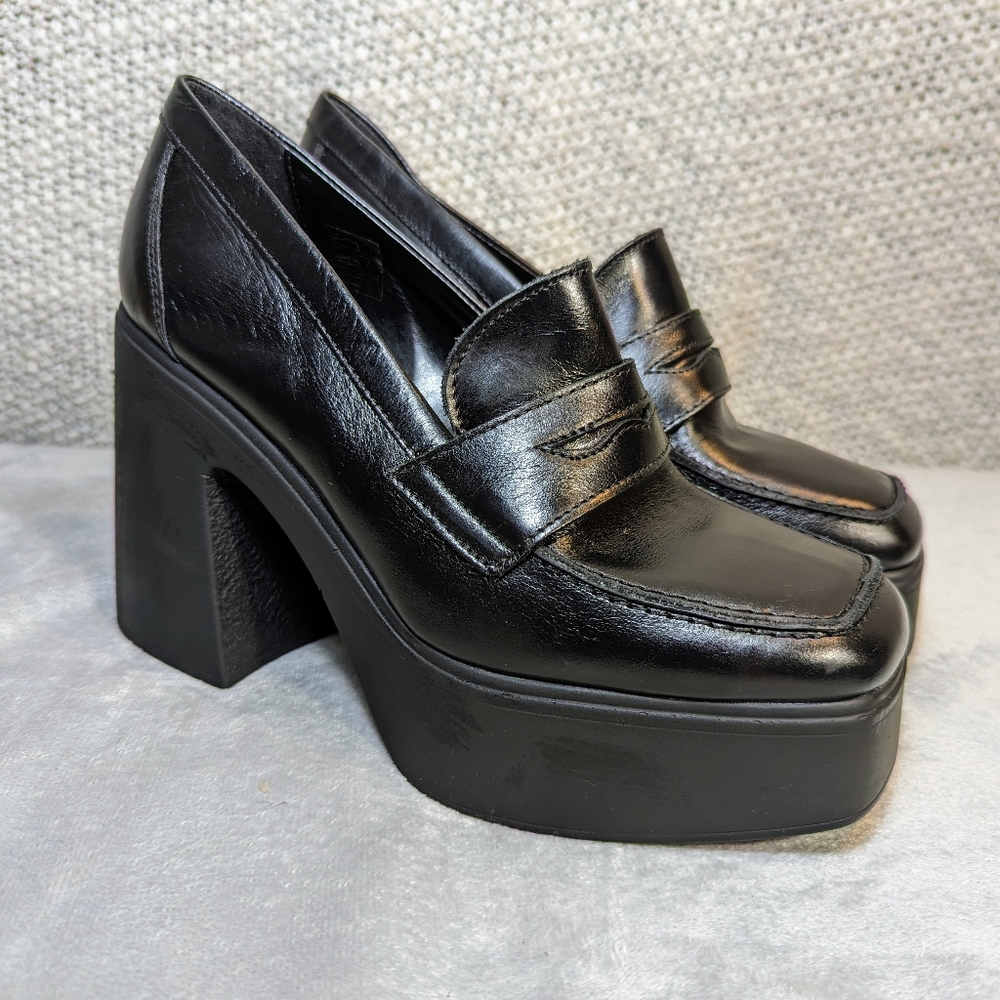 Free People Zoe Platform Loafer - Black- Size 38/US 7.5